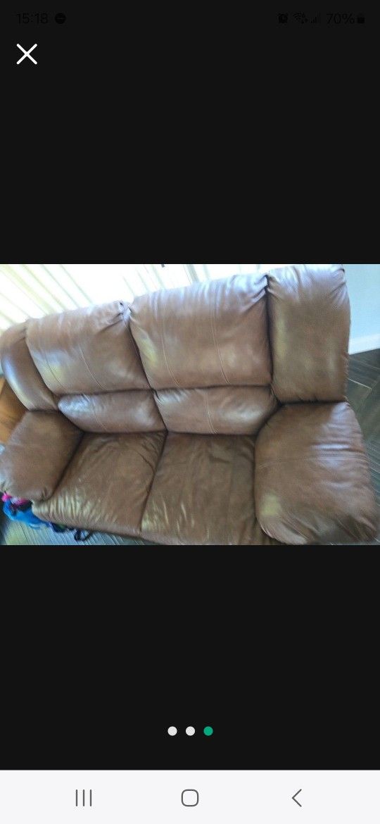 Genuine Leather Loveseat Both Sides Recline