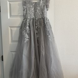  Gray Flower Girl Dress Size 10
