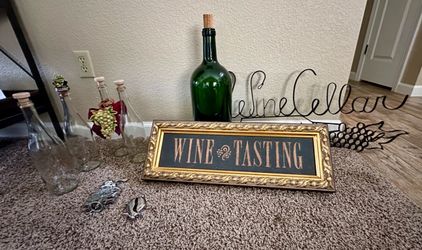 Wine bottles, Opener & Wall Art Decor -LOT