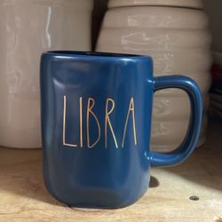 Rae Dunn “LIBRA” Blue Mug With Gold Writing