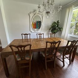 Hendredon Drexel Heritage Dining Room Table With 6 Chippendale Chairs Set