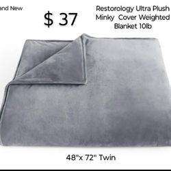 Brand New Restorology Ultra Plush Minky Cover Weighted Blanket 10LB Twin 48" X  72"