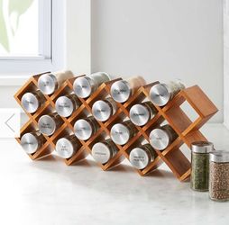 Wood Spice Organizer - Can Store 18 Spice Bottles - Can Hang On Wall Or Shelf Ready
