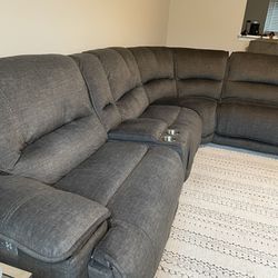 Grey Reclining Sectional 