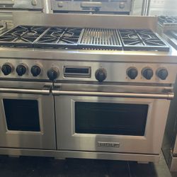Wolf 48”Wide Dual Fuel Range Stove In stainless Steel 