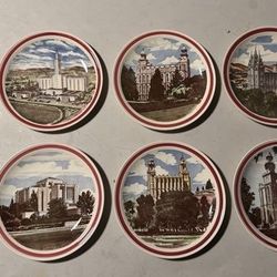 Vernon Kilns LDS Temple Plate Set of 9 Vintage Plates