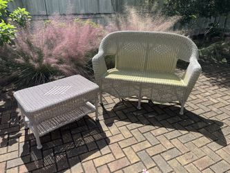 Resin Wicker Loveseat and Coffee Table Set