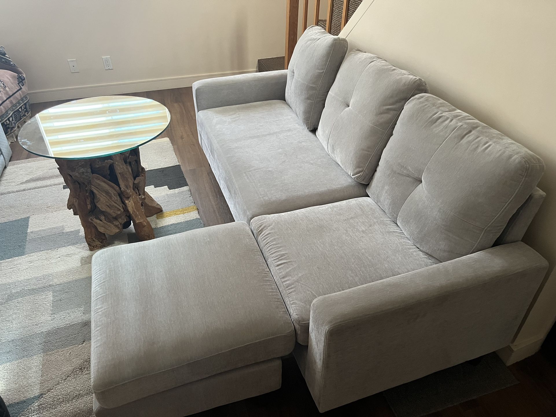 Light Grey Couch With Ottoman