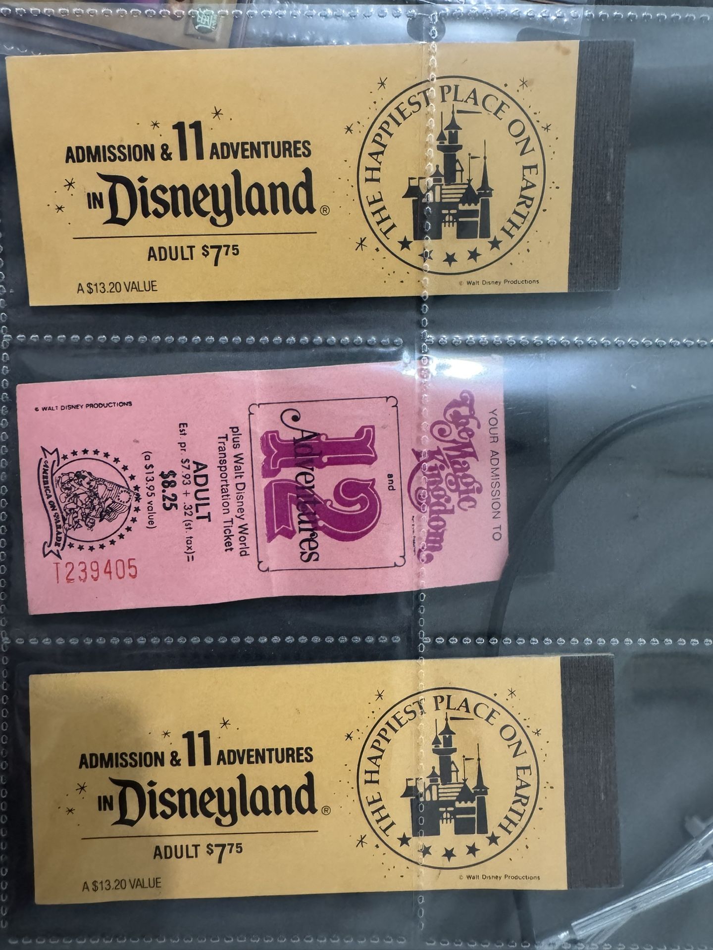 3 Vintage Disney Ticket Books – Disneyland & Disney World – 1970s