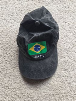 Vintage Style Brazil National Flag Black Hat Adjustable Strapback Cap
