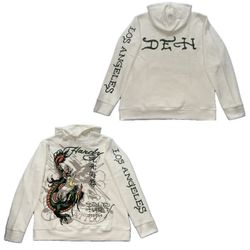 Ed Hardy Beige Hoodie Sweatshirt Adult Small-XL New