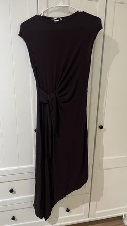 Dark Purple Cap Sleeve Midi Dress