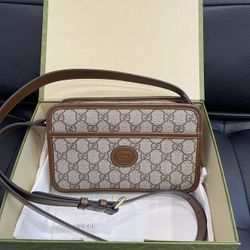 GG Box Bag Shoulder Bag Crossbody Mini Men's and Women's Couple Ebony/Brown