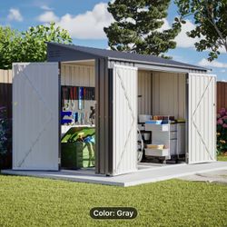 $330 firm!!! 4’x9’ (or 9x4) gray Metal Storage Shed with 3 doors and base, New in Box, NO HOLDS!!