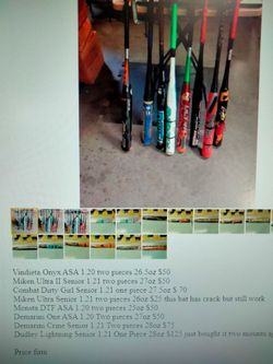 Soft ball bats, seniors and ASA approved
