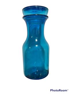 Vintage Belgian Blue Glass Canister With Lid