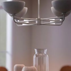 Brand New  Done Chandelier Ceiling Light Fixture white Metal - Threshold Designed Studio MC Gee