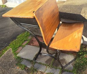  Antique American Seating Co. Cast Iron Folding School Desk - Circa 1(contact info removed)
