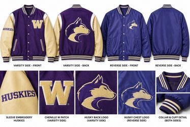 Men’s Vintage UW Washington Huskies Reversible Varsity-Style Jacket XL