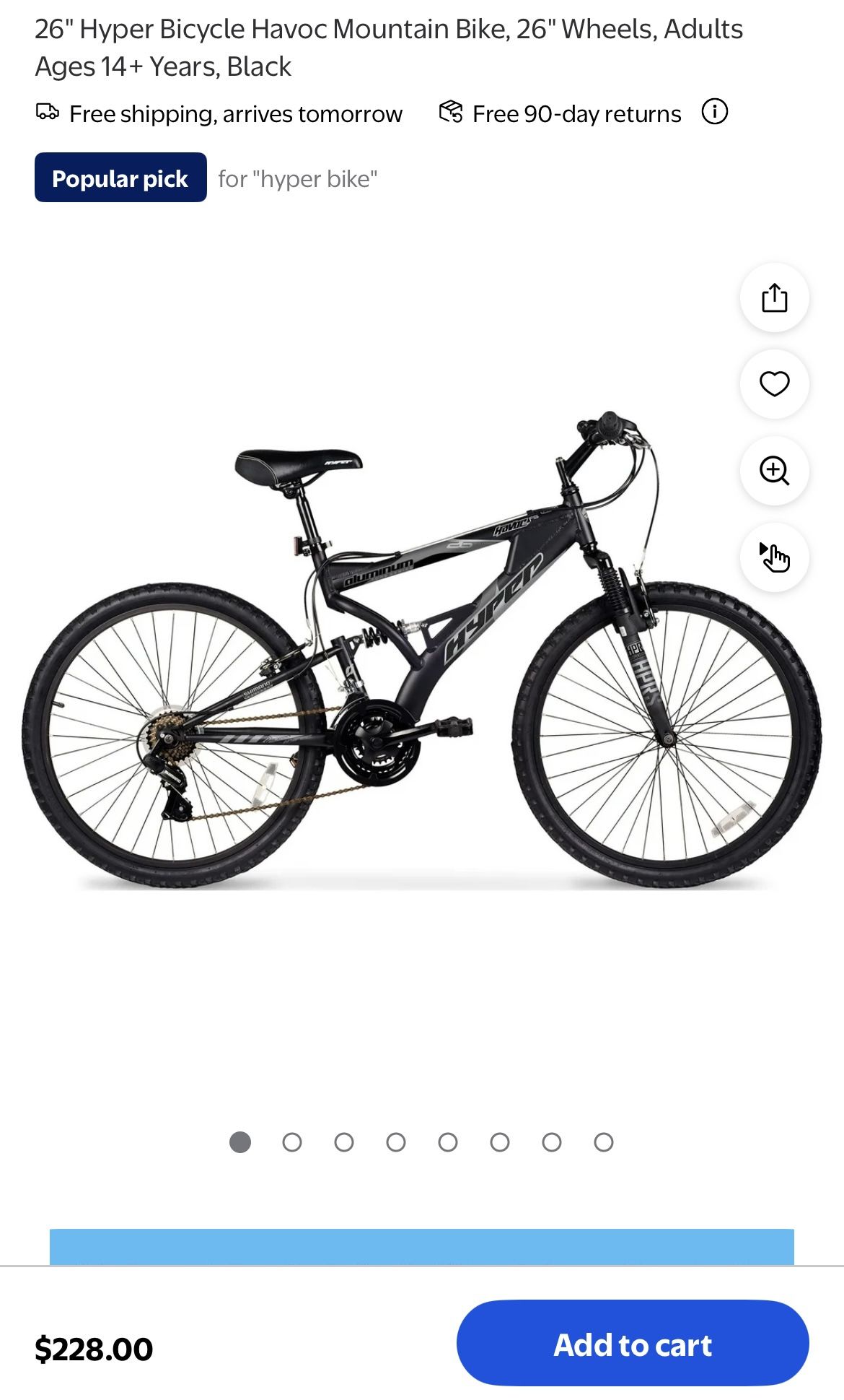Hyper Havoc 26” Mountain Bike – Dual Suspension, Great Condition, w/ Kryptonite Lock and cable