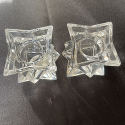 Two Crystal Candle Holders 