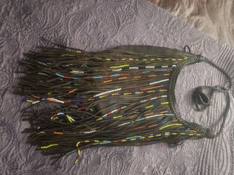 60's Leather Purse With Glass Beads 