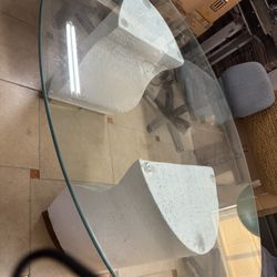 postmodern plaster-and-glass table