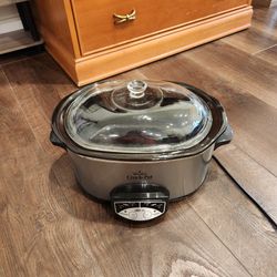 Rival Smart-Pot slow cooker, 6-quart, stainless steel finish, a glass lid, programmable touch-pad controls, Model 3860, works great