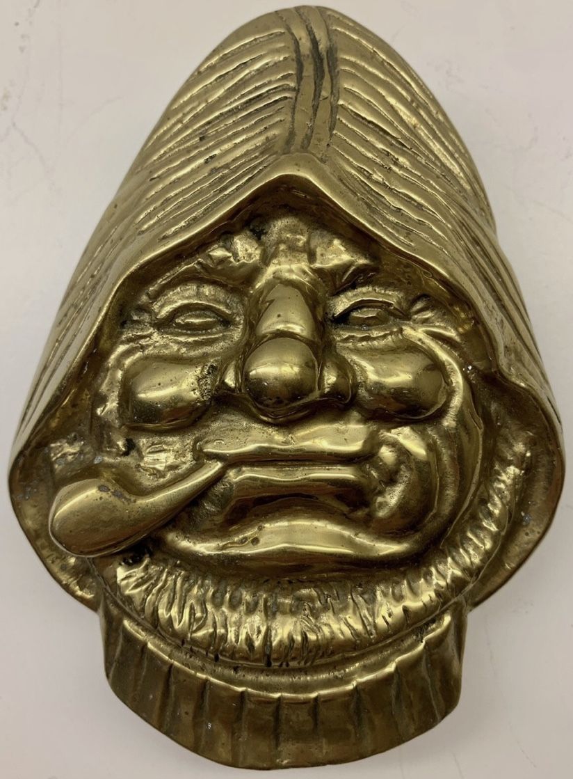 Brass Door Knocker Fisherman/Sailor w/Pipe & Rain Hat