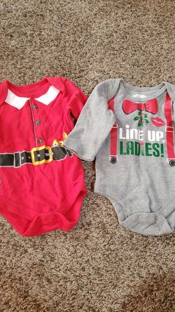 0-3mos Christmas long sleeved onesies