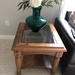 Solid Oak End Table 