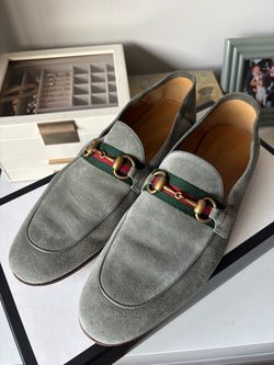Gucci Men's Brixton Web Suede Loafers - Grey - Gucci Size 8.5 (Fits US 9.5) - Full Set