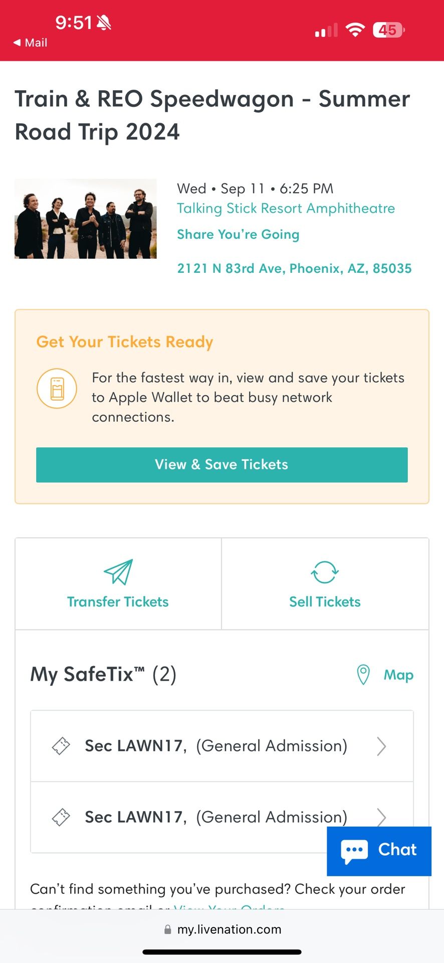Concert Tickets to Train