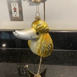 Vintage Golden Shiny Poodle Christmas Ornaments