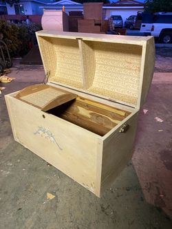 Vintage Wooden Hope Chest with Floral Detail