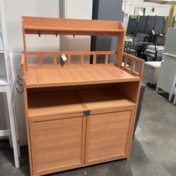 New Assembled. Outdoor Potting Bench Table for Outside, Solid Fir Wood Garden Horticultural Planting Workstation