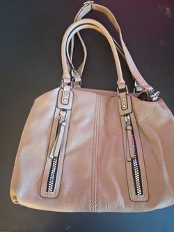 Beige Faux Leather Tote Handbag