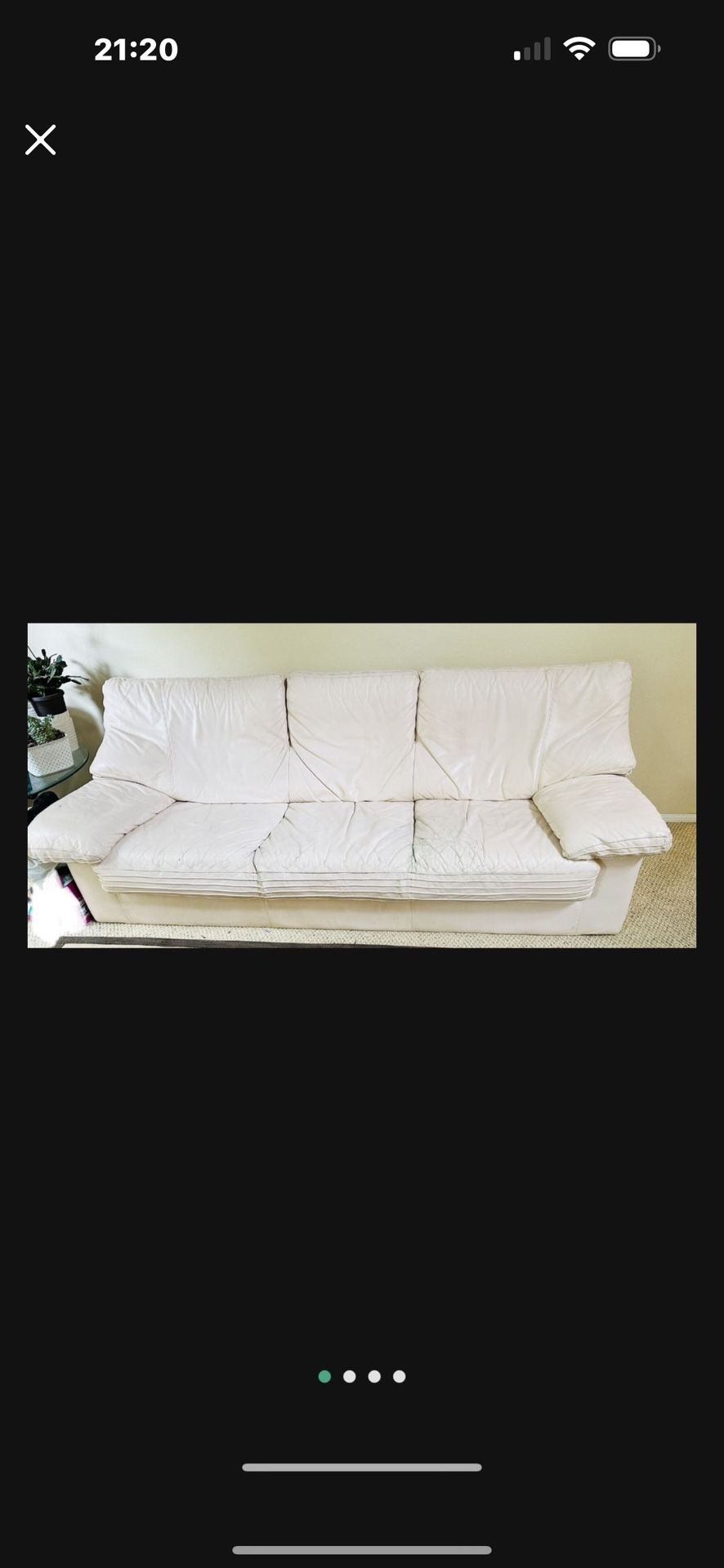 Italian Leather Couch Sofa Real Leather, white beige cream