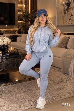 Alo Yoga Zip-Up Hoodie and Leggings Set