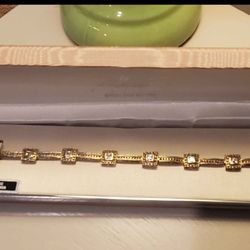 Vintage Lord & Taylor 925 Silver & CZ Square Link Bracelet