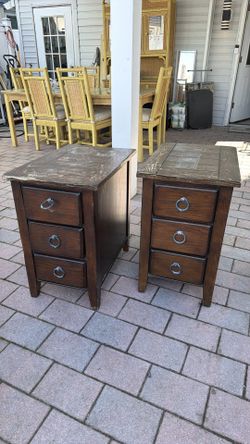 2 Solid wood side tables (used)
