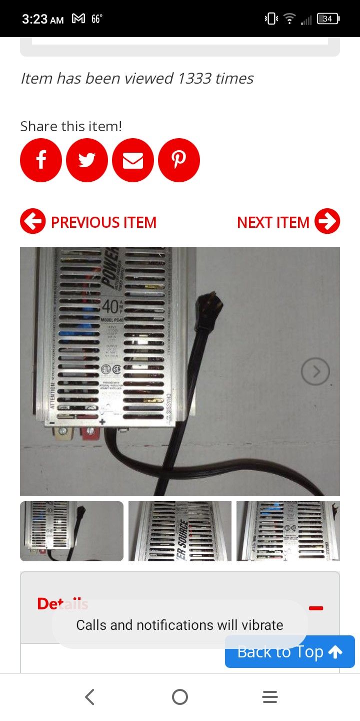 40 Amp Power Converter For A Camper. Works Great