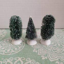 Vintage Dept 56 Miniature 3" Bottle Brush Trees  Set of 3 Xmas i 