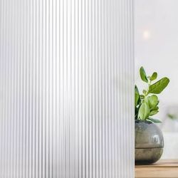 Window Privacy (35.4x118.1 inches)  Film Static Cling Prism Window Decorative Sticker Deep Embossed Removable Door Glass Covering Sun Blocking UV Reje