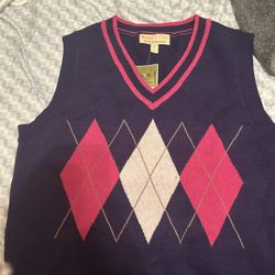 Navy And Pink Sweater Vest