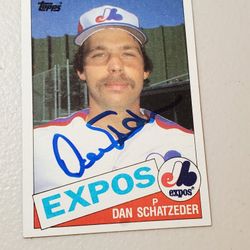 Dan Schatzeder - #501 Topps 1985 Baseball Card- (Montreal Expos)-Autographed