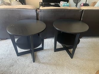 Set of 2 Black Round End Tables