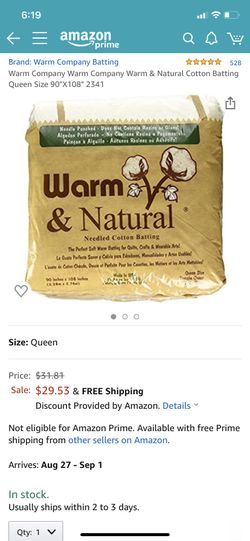 5 yard of Warm & Natural Cotton Batting
