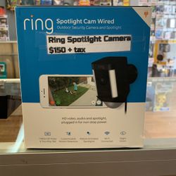 Ring Spotlight Cam Wired: Plugged-in HD security camera with built-in spotlights, two-way talk and a siren alarm, White, Works with Alexa. BRAND NEW !