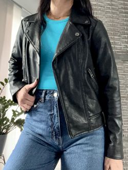 XS Black Faux Leather Jacket